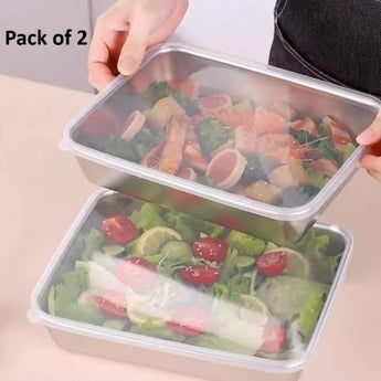 Non Stick Baking Pan Food Storage Box with Cover Pack of 2